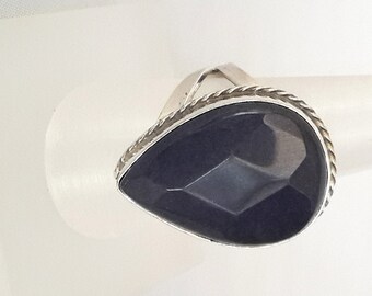 Sterling Silver Rİng ,Silver Ring , Lapis Ring, Ajustable Ring