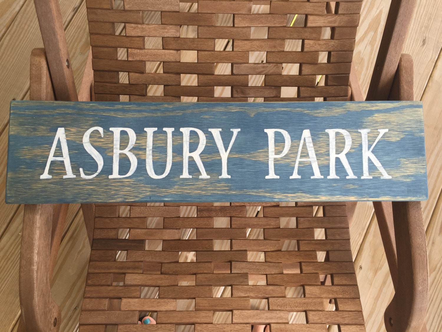 Asbury Park New Jersey Hand Painted Sign Nautical Beach