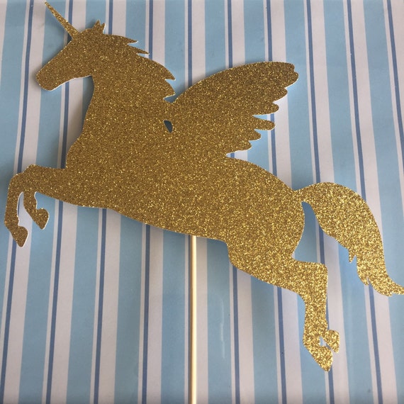 unicorn cake topper gold silver pink glitter by diypartiesbyrenee