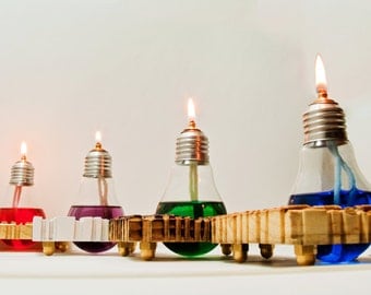Upcycling : Light bulb oil lamp Lightbulb candle lantern by Obgetti