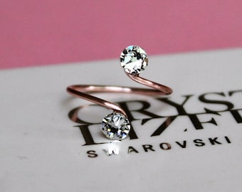 Adjustable Rose Gold Plated Toe Ring With Clear Swarovski Elements by Lady C Jewellery