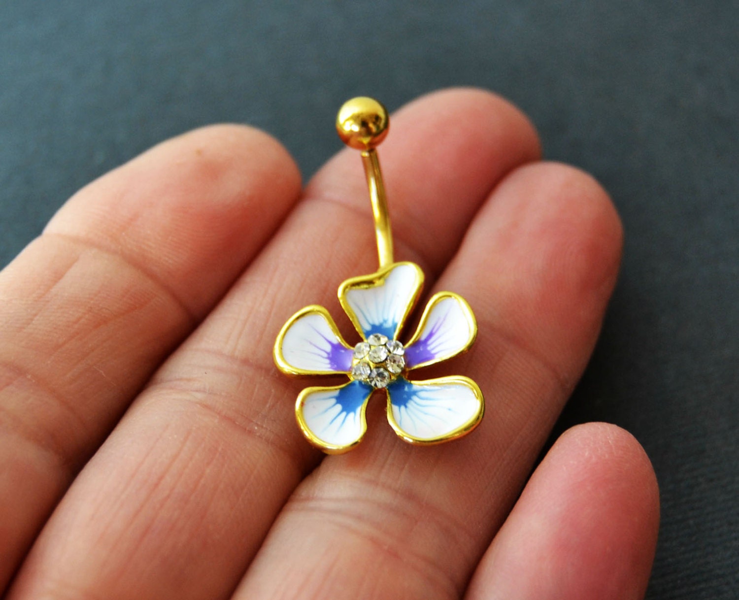 flower belly button ring gold navel ring gold plated flower belly button ring gold navel ring gold plated