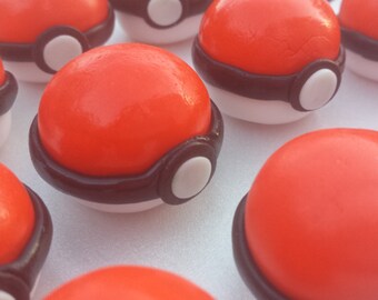 1" pokemon cupcake topper - pokemon cake topper - pokeball cake topper - pokeball cupcake topper - edible pokemon topper-fondant pokemon