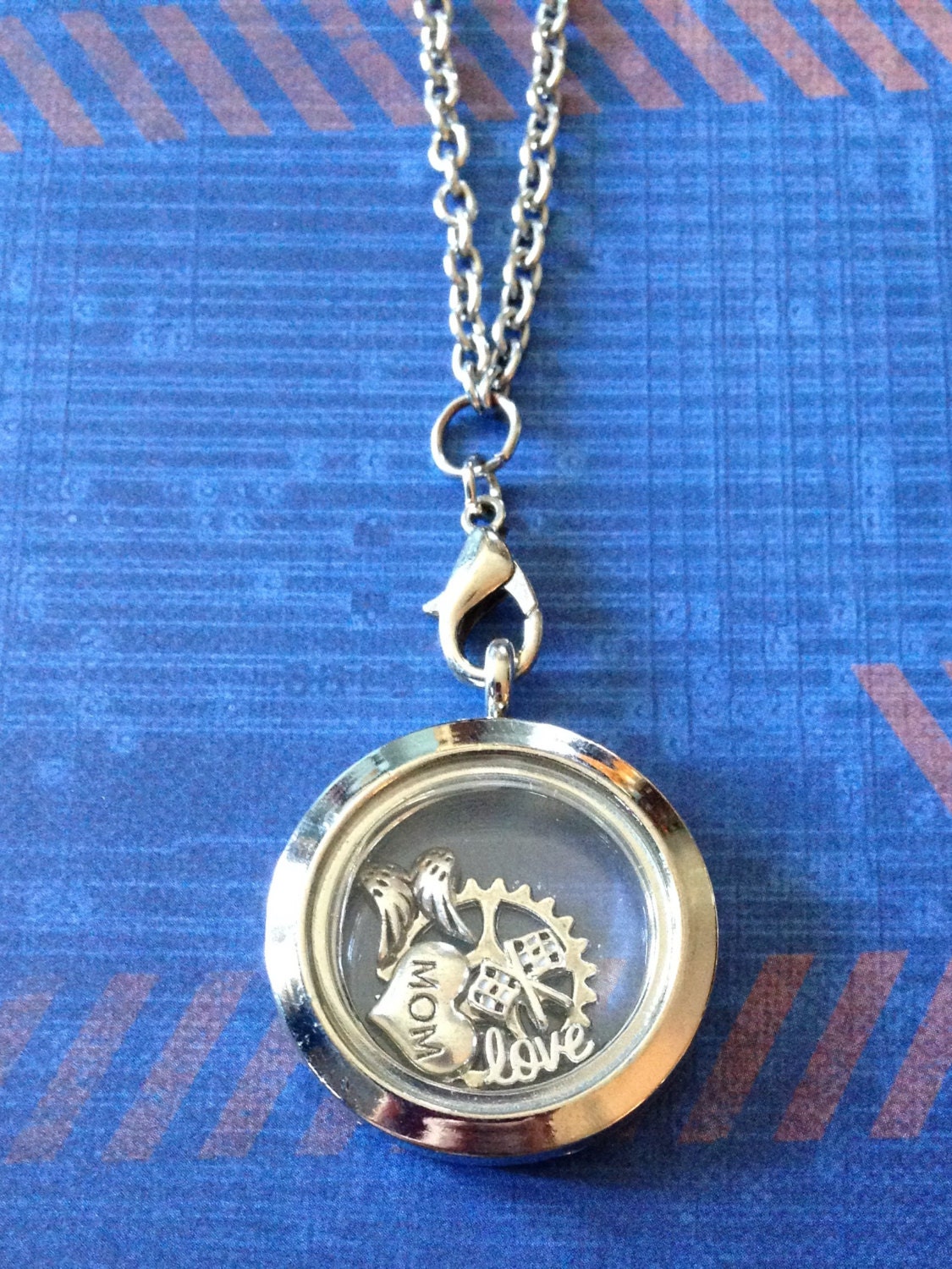 Moto Mom Locket Necklace Motocross Motocross Jewelry