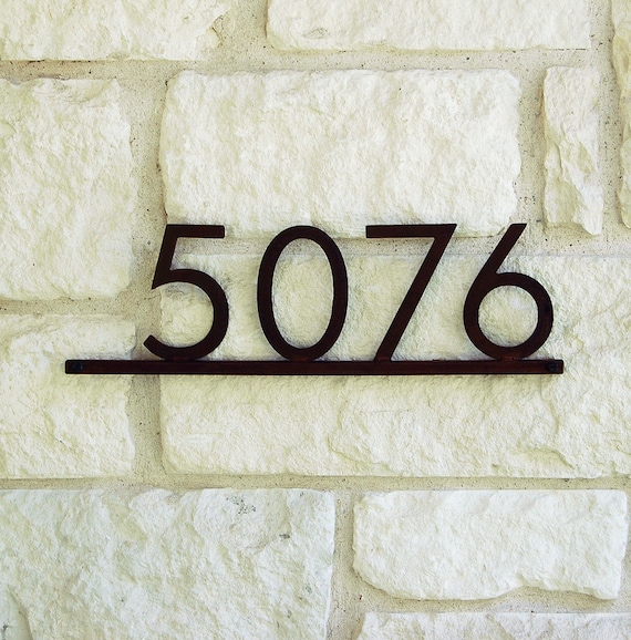 Modern Metal Address Plaque with Four 5 Steel House by UrbanMettle