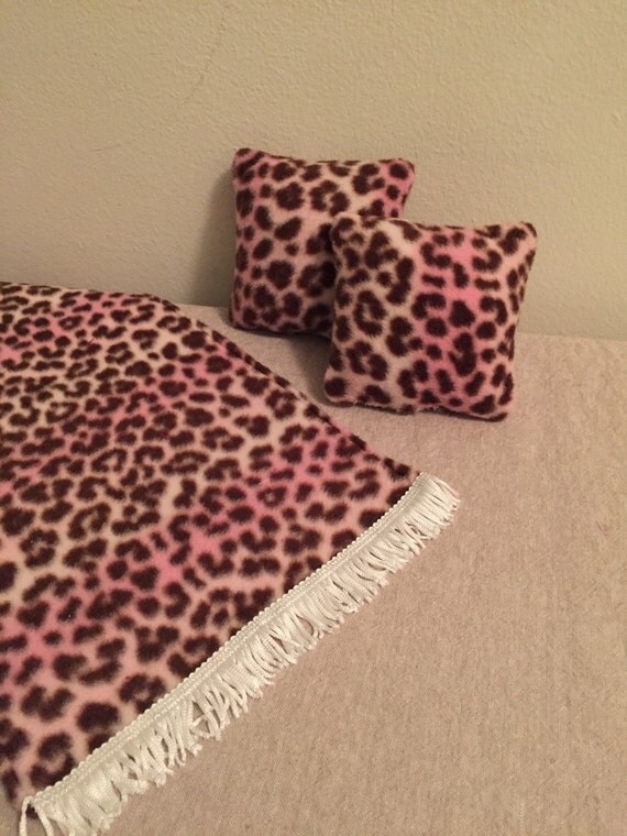 Doll Rug and 2 Pillows Pink / Chocolate by TheRedBirdRoom