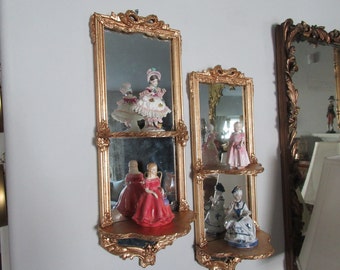 GOLD LEAF (Faux) Mirrored Wall Shelves