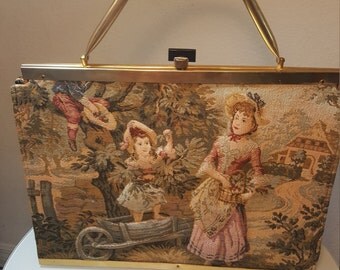 FREE SHIPPING Vintage Couture Tapestry Handbag