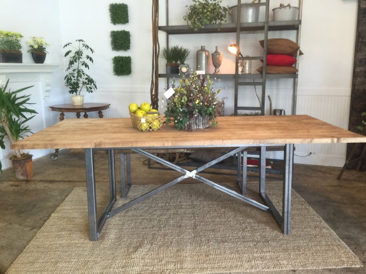 Rustic Solid Maple Wood Rustic Farm Table With by TheWhiteShanty