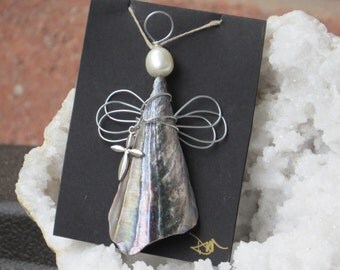 SHELL ANGEL NECKLACE / Penn shell Angel #1 / Florida Shell Angel / Christmas Angel / Guardian Angel Necklace