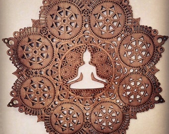 Meditation Mandala Laser Cut Wood Art