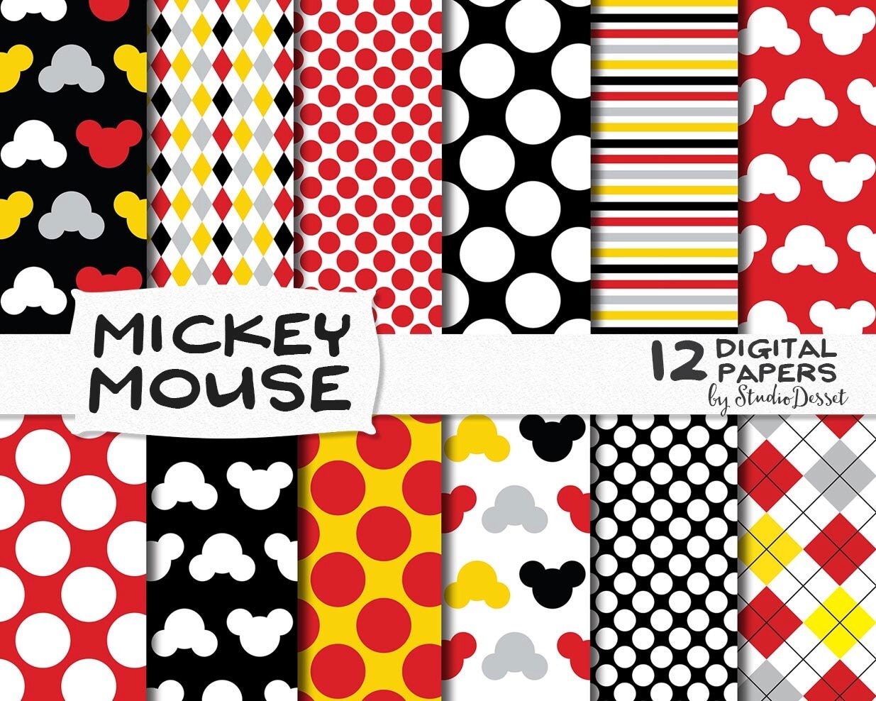 Mickey Mouse Papers, Backgrounds for Children, Mouse, Polka dots and ...