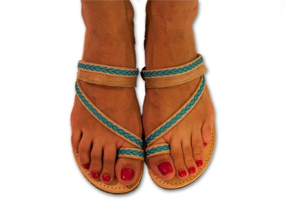 turquoise leather sandals