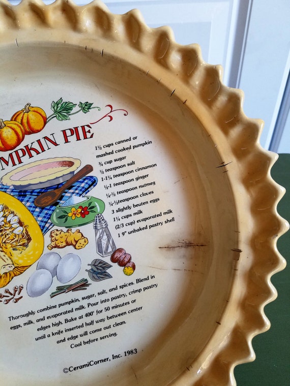 Vintage Ceramic Recipe Pie Plate from WistfulFinds on Etsy Studio