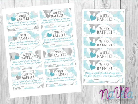 showered with love diaperwipes raffle cards made to match