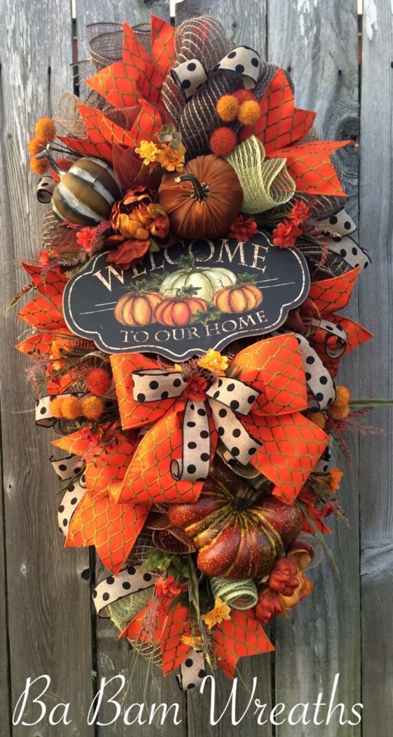 Fall Swag Autumn Swag Fall Wreath Autumn Wreath by BaBamWreaths