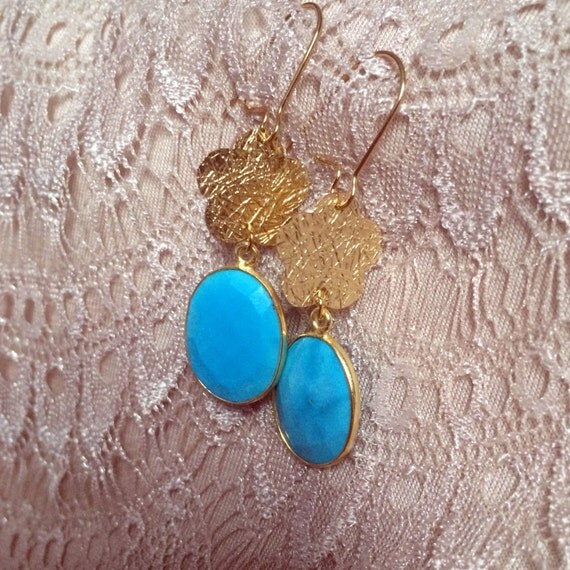 Items Similar To Turquoise Gold Earrings On Etsy