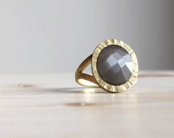 Anello Vintage In Oro 18K Con Pietra Di Luna, Anni '60 – Antichità Galliera - Foto 10