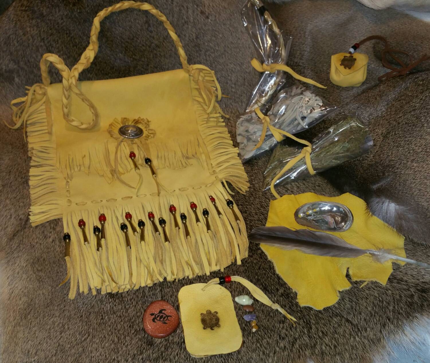 Sale Hand Made Native American MEDICINE BAG w/ContentsTitled