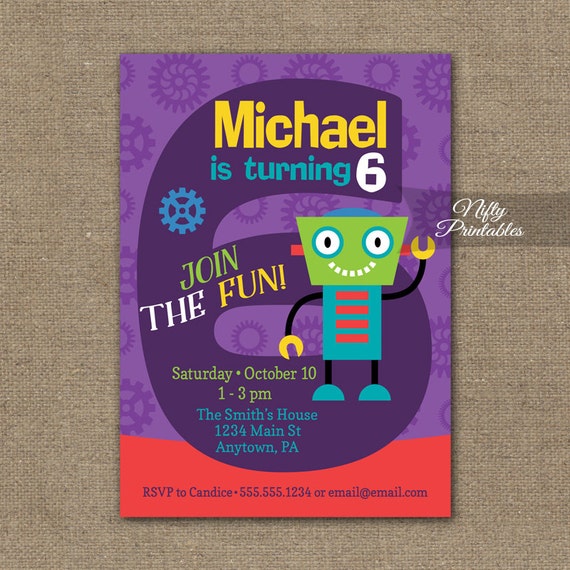 Boys Birthday Invitation 6th Birthday Invitations