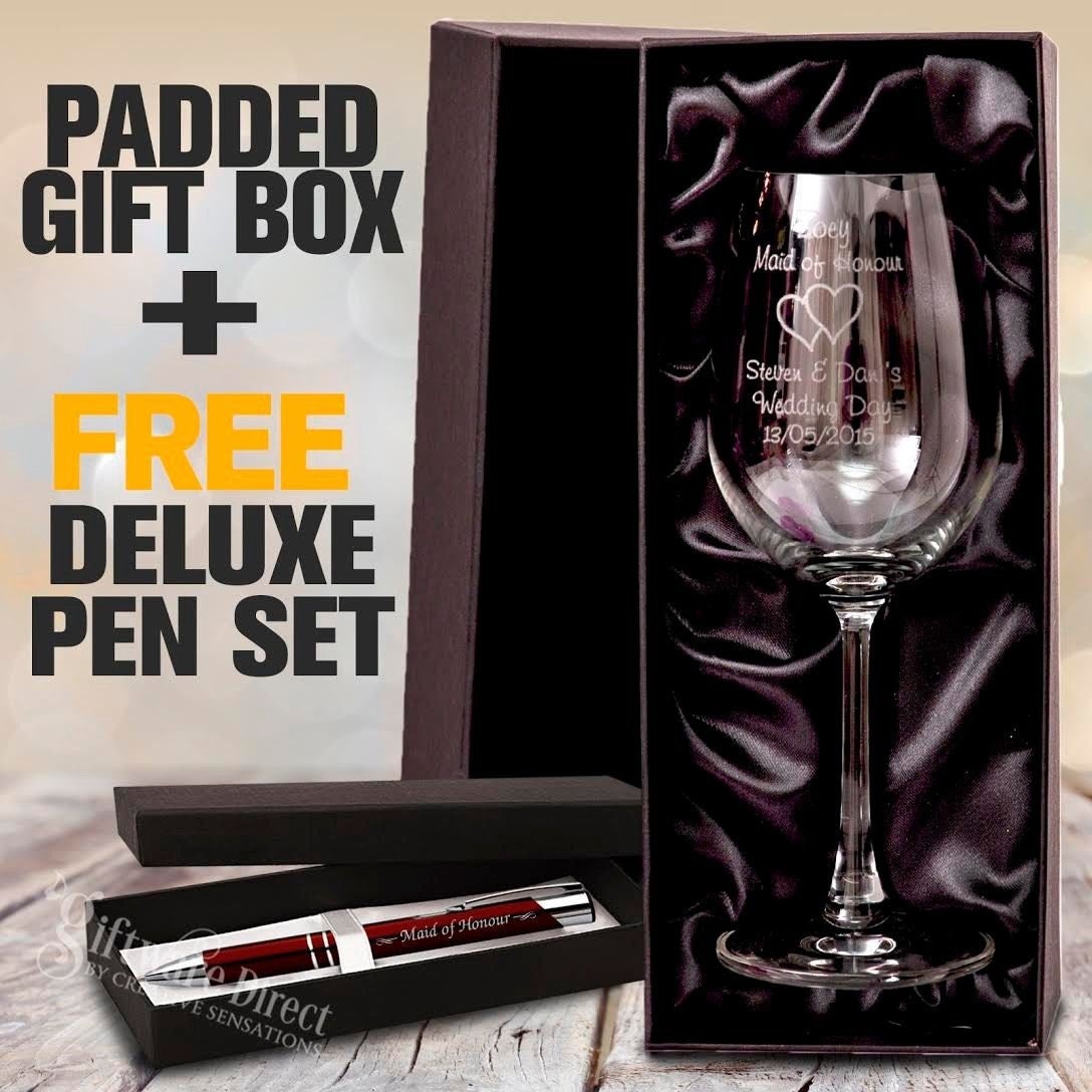 Engraved 350ml Wine Glass Gift Boxed Box Wedding Personalised