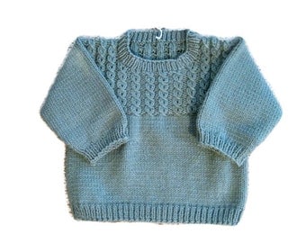 Items similar to Hand Knit Baby Sweater Grey Knit baby clothes with ...