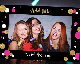 Photo Booth Prop - Pink, Black & Gold Glitter - Girls Night Out, Bachelorette Party, Bridal Shower, Birthday Party