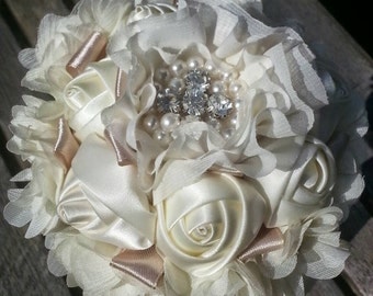 satin Ribbon rose wedding bouquet, any colours