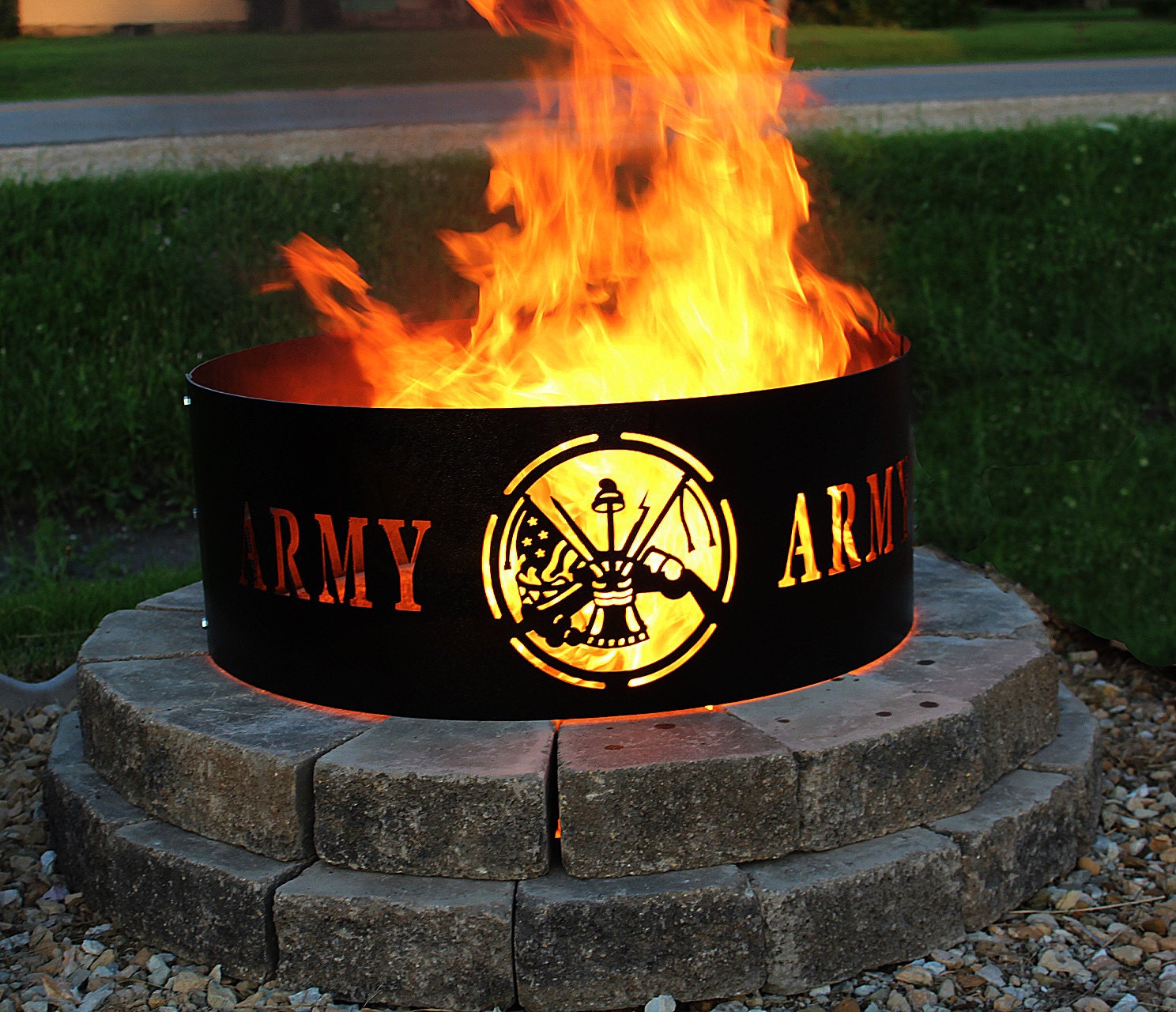 ARMY fire pit Fire Ring metal art Made in the USA