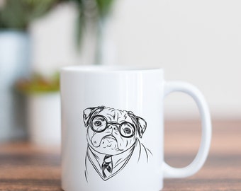 Harry Pugger Dog Mug - Gifts For Dog Owner, Pug Lover, Pug Art, Pug Gift, Pug Mug, Pug, Dog Art, Dog Lover, Harry Potter Gift, Harry Potter