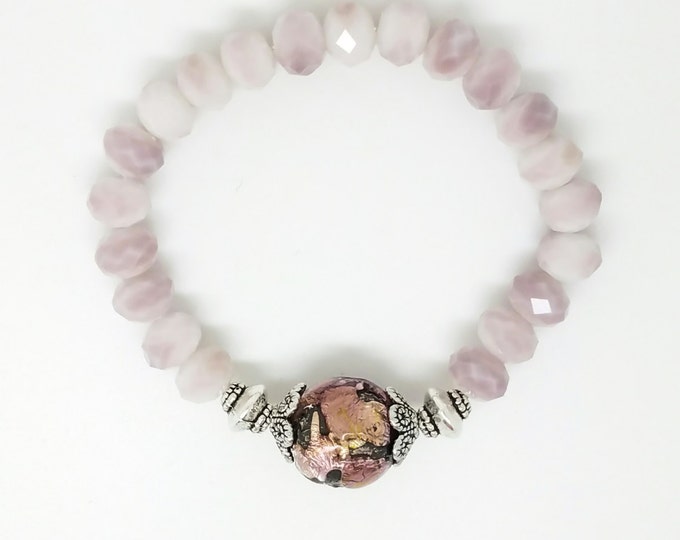 White stretching bracelet, White pink bracelet, white pink jewelry, pink beaded bracelet, pink bracelets, Pink white bracelet