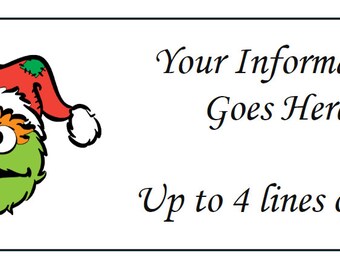60 Personalized Oscar Sesame Street Christmas Return Address Labels