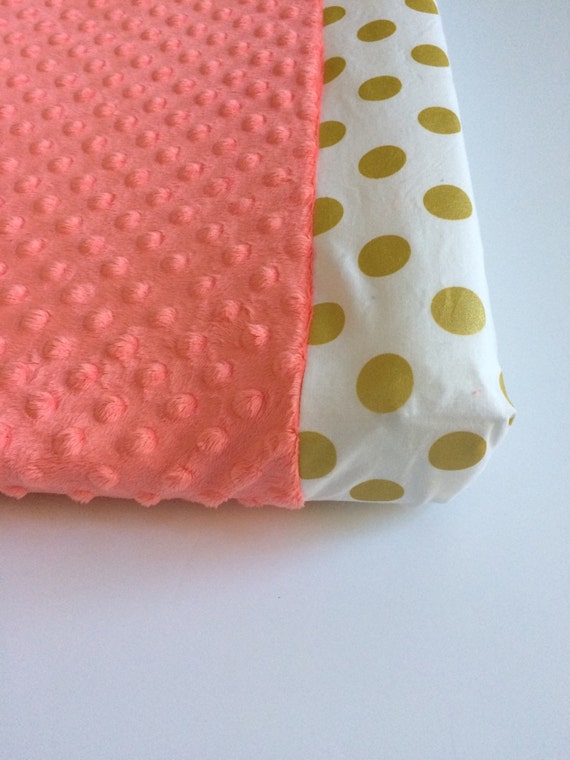 Deluxe Changing Pad Cover white with metallic gold dots and