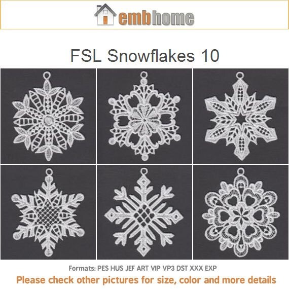 fsl snowflakes 10 free standing lace ornament machine fsl christmas ornaments machine embroidery