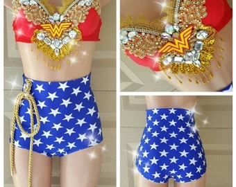 Wonder Woman Inspired Costume High Waist Bottom- Sexy Super Hero - Super Woman - Wonder Woman Cosplay - Sexy Cosplay - Comicon -