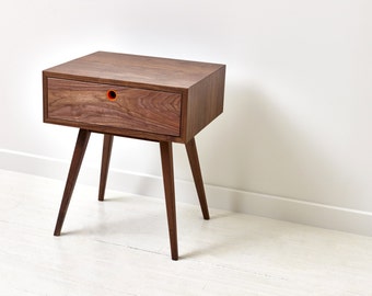 Classic Mid-Century Modern Side Table - Walnut Nightstand