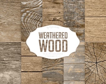 Wood Digital paper - "Weathered Wood" digital wood textures and backgrounds in brown and neutral colors