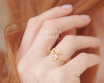 Adjustable Gold Leaf Wrap Ring
