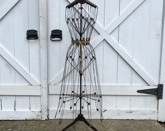 Antique industrial wire dress form mannequin store display