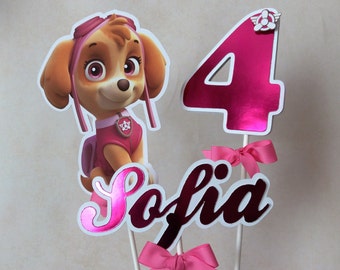 Paw Patrol Cake Topper Personalized/Customized. Toddler Birthday Party. Skye Inspired Cake Topper.