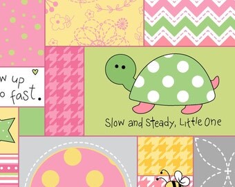 Pink Baby Flannel Fabric, Little One Flannel Too, Maywood Studios MASF8221-ZP, Pink, Yellow, Green Cheater Flannel, Baby Girl Quilt Fabric