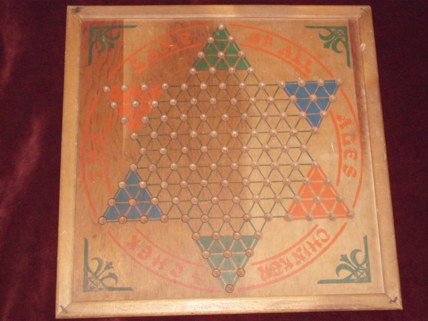 vintage wooden chinese checkers board