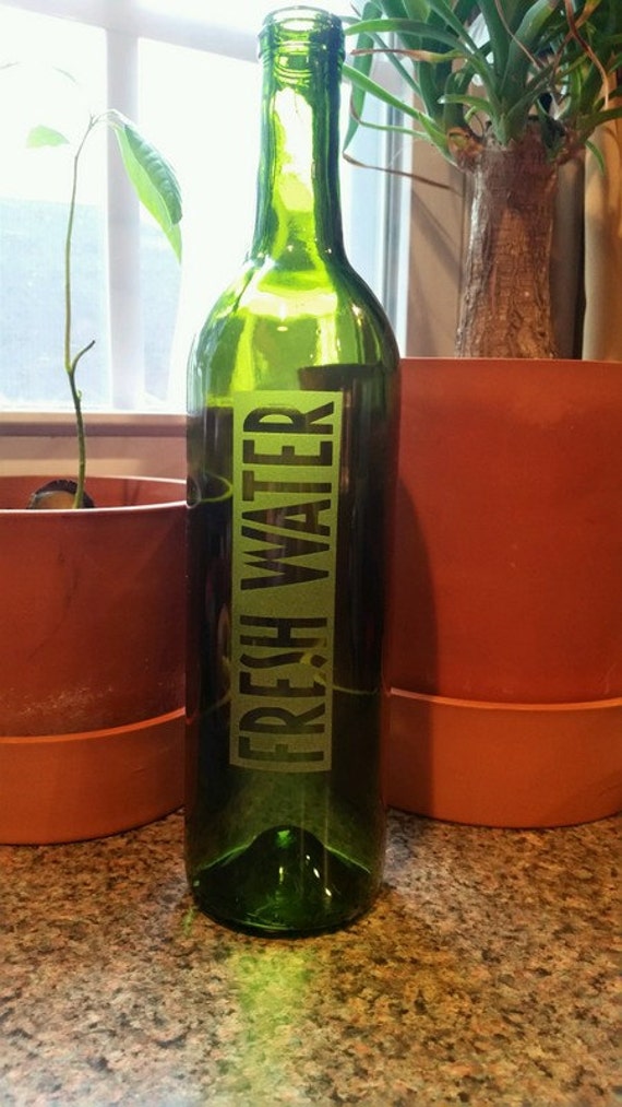Fresh water server Up cycled wine bottle water server