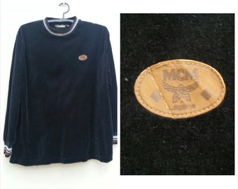 Sale! Vintage MCM LEGERE Sweatshirt Made in Japan/Unisex Velour Sweater / Size M