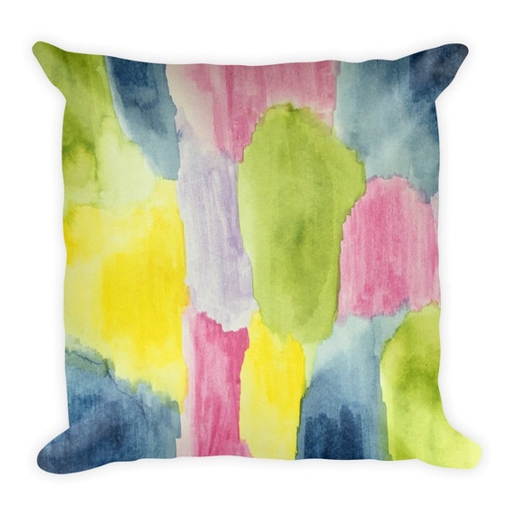 Watercolor Pillow Bright Watercolors Throw Pillow Home
