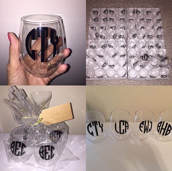 Items similar to Personalized Plastic stemless Wine glass on Etsy