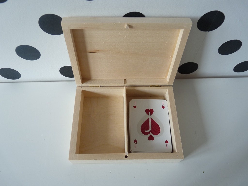Wooden box for playing cards Play Card Box with Two Deck