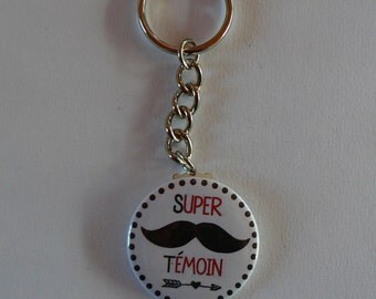 Cadeau Témoin de Mariage Badge Porte clés 38mm  Super Témoin Homme.