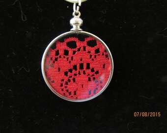 Antique Lace Pendant with Silver Plate Chain