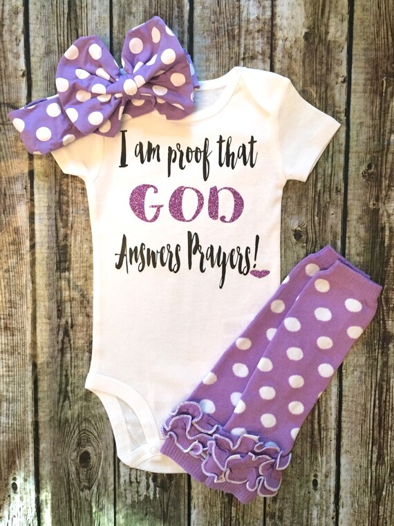 Baby Girl Onesie God Answers Prayers Onesie For by BellaPiccoli